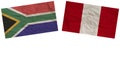 Peru and South Africa Flags Together Paper Texture Illustration