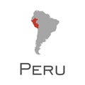 Peru and south american continent map Royalty Free Stock Photo