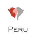 Peru and south american continent map Royalty Free Stock Photo