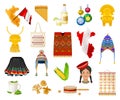 Peru Symbols and Culture Element Big Vector Set
