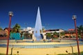 Peru Tarapoto main square of the city with a bust of the military General San Martin in a simple pyramidal obelisk in the regional