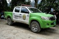 Peru Tourism Police Toyota Hilux Pickup. Machu Picchu, Peru, October 6, 2023.