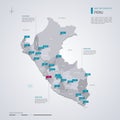 Peru vector map with infographic elements, pointer marks