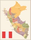 Peru - vintage map and flag - illustration