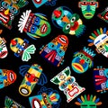 Peru warrior mask seamless pattern