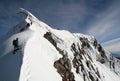 Peru,winter trekking, climbers climb to the top of the mountain in winter Royalty Free Stock Photo