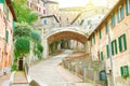 Perugia beautiful old street with steps via dell`Acquedotto, Umbria, Italy Royalty Free Stock Photo