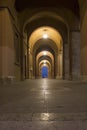 Night view of an historic porch in the cityof Perugia, Italy