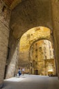 Perugia, Italy - Medieval arch forming a gate to the old town quarter from the aqueduct valley and Via dell Aquedotto and Via