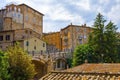 Perugia, Italy - Panoramic view of the historic aqueduct forming Via dell Acquedotto pedestrian street along the ancient Via Appia