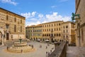 Perugia, Italy - Panoramic view of the Piazza IV Novembre - Perugia historic quarter main square with XV century St. Lawrence