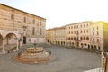 Perugia main square Piazza IV Novembre with Cathedral and monumental fountain Fontana Maggiore, Umbria, Italy