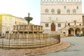 Perugia main square Piazza IV Novembre with Old Town Hall and monumental fountain Fontana Maggiore, Umbria, Italy Royalty Free Stock Photo