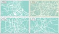 Perugia, Padua, Parma and Palermo Italy City Maps Set in Retro Style