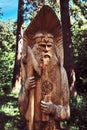 Perun Slavic pagan idols on the forest temple