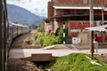 Perurail Train passing a village near to Cusco. Cusco, Peru, October 8, 2023. Royalty Free Stock Photo