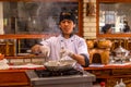 A Peruvian Chef demostrate cooking in Cuzco peru Royalty Free Stock Photo