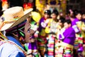 Peruvian dancers at the parade in Cusco. Royalty Free Stock Photo