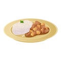 Peruvian dish Carapulkra on a plate illustration isolated on white background in cartoon style