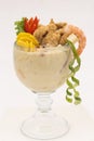 Peruvian dish: Ceviche called Leche de Tigre Caretilero . Fresh cebiche with fried fish.