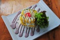 Peruvian Food: Causa Rellena, A smashed popatoes filled with crab meal Royalty Free Stock Photo