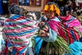 A Peruvian lady at the market in Pisac located in the Sacred Valley of the Incas in Peru.