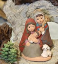 Peruvian nativity scene with the Holy Family in painted pottery