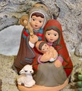 Peruvian nativity scene with the Holy Family in painted pottery