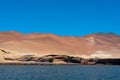 A Peruvian Desert contrasted against a Blue Sky. Royalty Free Stock Photo
