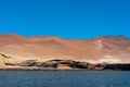 A Peruvian Desert contrasted against a Blue Sky. Royalty Free Stock Photo