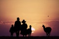 Peruvian people at sunset Royalty Free Stock Photo