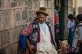 Peruvian people in traditional clothes near Cusco, Peru Royalty Free Stock Photo