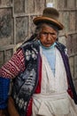 Peruvian people in traditional clothes near Cusco, Peru Royalty Free Stock Photo