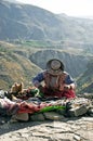 Peruvian Roadside Trader Royalty Free Stock Photo