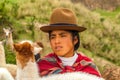 Peruvian Shepherdess with Lama Royalty Free Stock Photo
