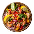 Peruvian-style mixto ceviche with assorted seafood marinated in citrus juices with onions, cilantro and rocoto peppers Royalty Free Stock Photo