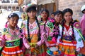 Peruvian teenage girls in Traditional Clothing