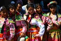 Peruvian teenage girls in Traditional Clothing