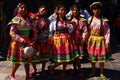 Peruvian teenage girls in Traditional Clothing
