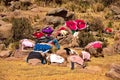 Peruvian traditional clothes drying in the sun