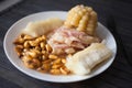 Peruvian traditional dish.fish ceviche with yuka and corn Royalty Free Stock Photo