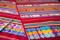 Peruvian traditional woven wool fabric background, colorful Royalty Free Stock Photo