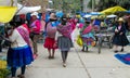 Peruvian traditionaly dressed women at market Royalty Free Stock Photo