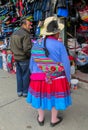 Peruvian woman at the cloth market Royalty Free Stock Photo