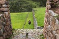 Peruvian wonan in the Inca Ruins in the village of Chinchero, in Peru.