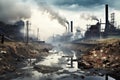 Pervasive Industry factory pollution. Generate Ai