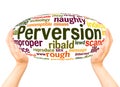 Perversion word cloud hand sphere concept Royalty Free Stock Photo