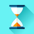 Hourglass icon in flat style, sandglass timer on color background. Vector design