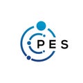 PES letter technology logo design on white background. PES creative initials letter IT logo concept. PES letter design