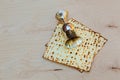 Pesach matzo with wine and matzoh jewish passover bread